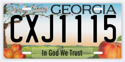GA license plate CXJ1115