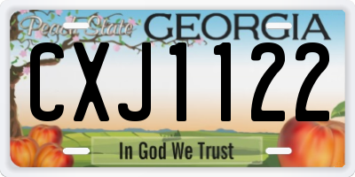GA license plate CXJ1122