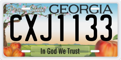GA license plate CXJ1133