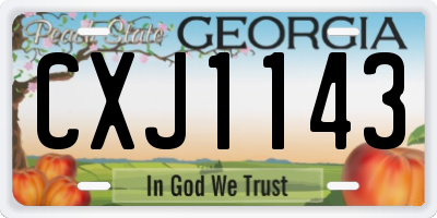 GA license plate CXJ1143