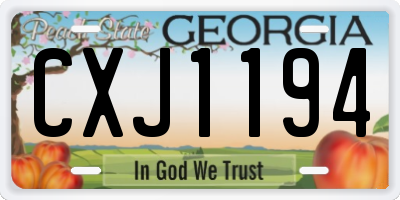 GA license plate CXJ1194