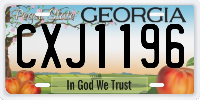 GA license plate CXJ1196