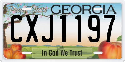 GA license plate CXJ1197
