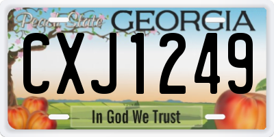 GA license plate CXJ1249