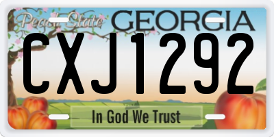 GA license plate CXJ1292