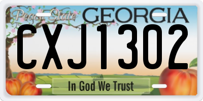 GA license plate CXJ1302