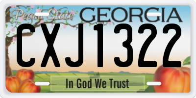 GA license plate CXJ1322