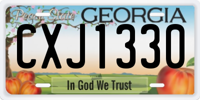 GA license plate CXJ1330