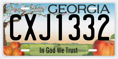 GA license plate CXJ1332