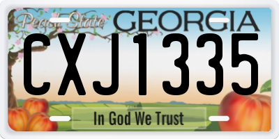 GA license plate CXJ1335