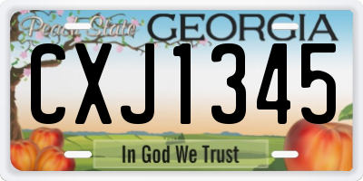 GA license plate CXJ1345