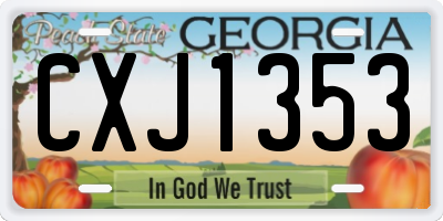 GA license plate CXJ1353