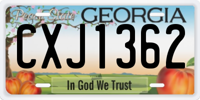 GA license plate CXJ1362