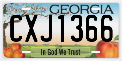 GA license plate CXJ1366