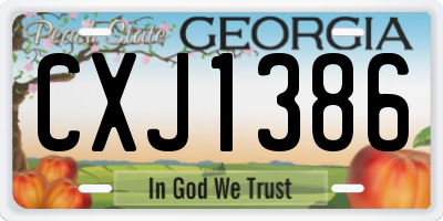 GA license plate CXJ1386