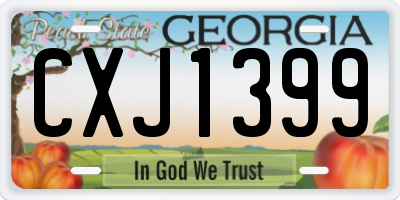 GA license plate CXJ1399