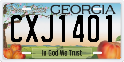 GA license plate CXJ1401