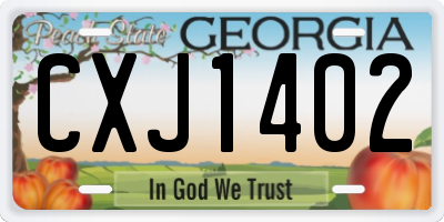 GA license plate CXJ1402