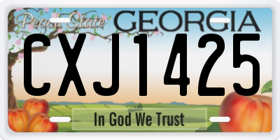 GA license plate CXJ1425
