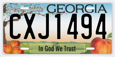 GA license plate CXJ1494