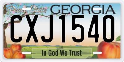GA license plate CXJ1540