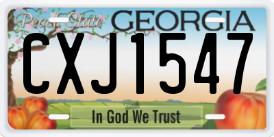 GA license plate CXJ1547