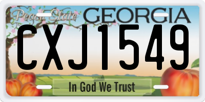 GA license plate CXJ1549