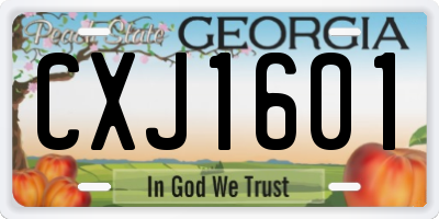 GA license plate CXJ1601