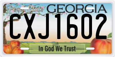 GA license plate CXJ1602