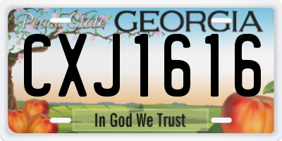 GA license plate CXJ1616