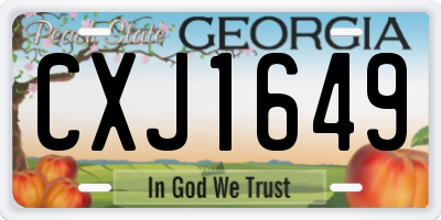 GA license plate CXJ1649