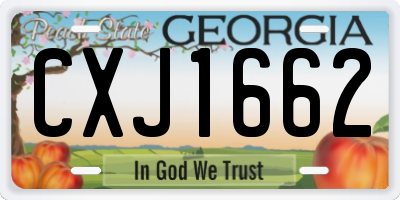 GA license plate CXJ1662