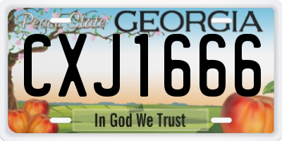 GA license plate CXJ1666