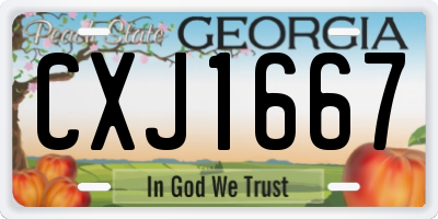 GA license plate CXJ1667