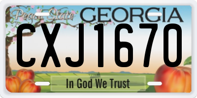 GA license plate CXJ1670