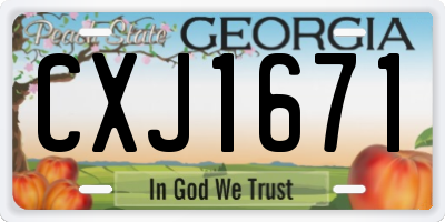 GA license plate CXJ1671
