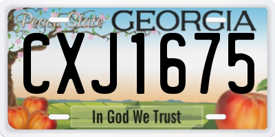 GA license plate CXJ1675