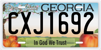 GA license plate CXJ1692