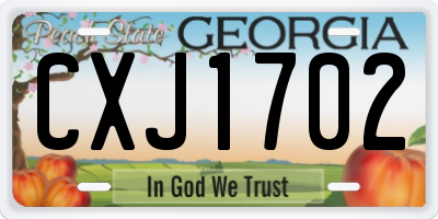 GA license plate CXJ1702