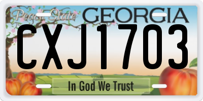 GA license plate CXJ1703