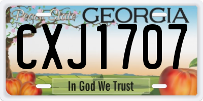 GA license plate CXJ1707