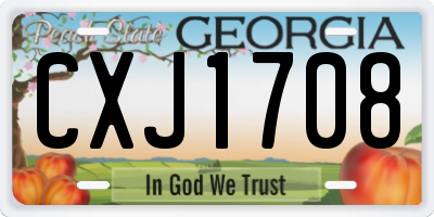 GA license plate CXJ1708
