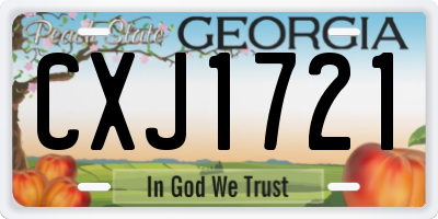 GA license plate CXJ1721