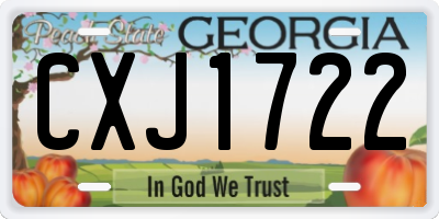 GA license plate CXJ1722