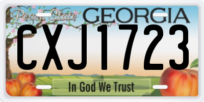 GA license plate CXJ1723