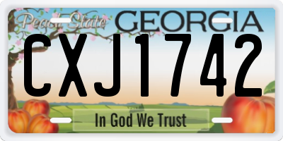 GA license plate CXJ1742