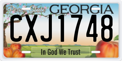 GA license plate CXJ1748