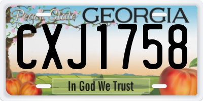 GA license plate CXJ1758