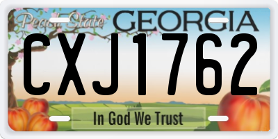 GA license plate CXJ1762