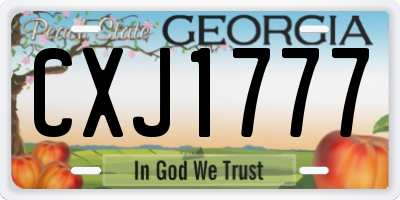 GA license plate CXJ1777